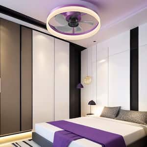 19.71 in. LED Indoor Purple Ceiling Fan with Remote
