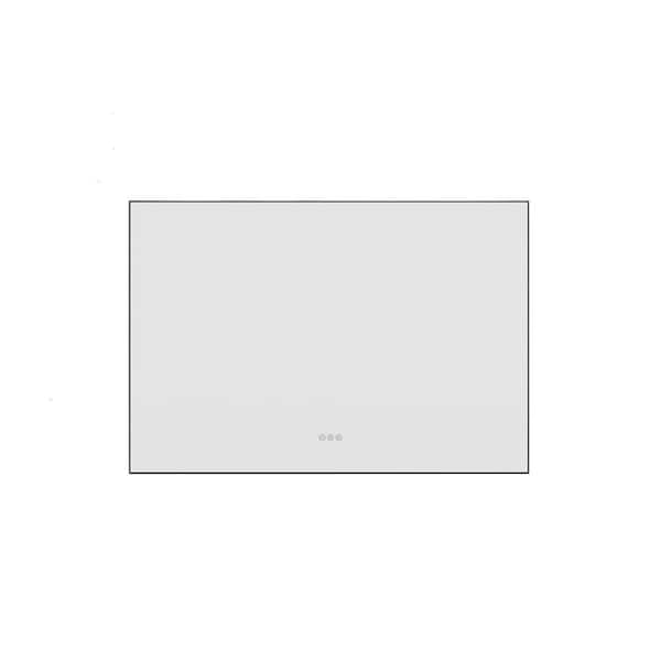  48 in. W x 36 in. H Large Rectangular Framed Dimmable Wall Bathroom Vanity Mirror in Gun Ash