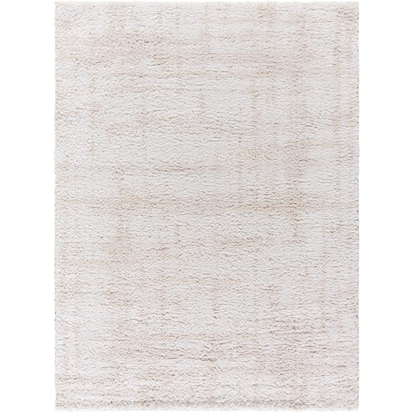 Sacramento Shag White/Beige Modern 5 ft. x 7 ft. Indoor Area Rug