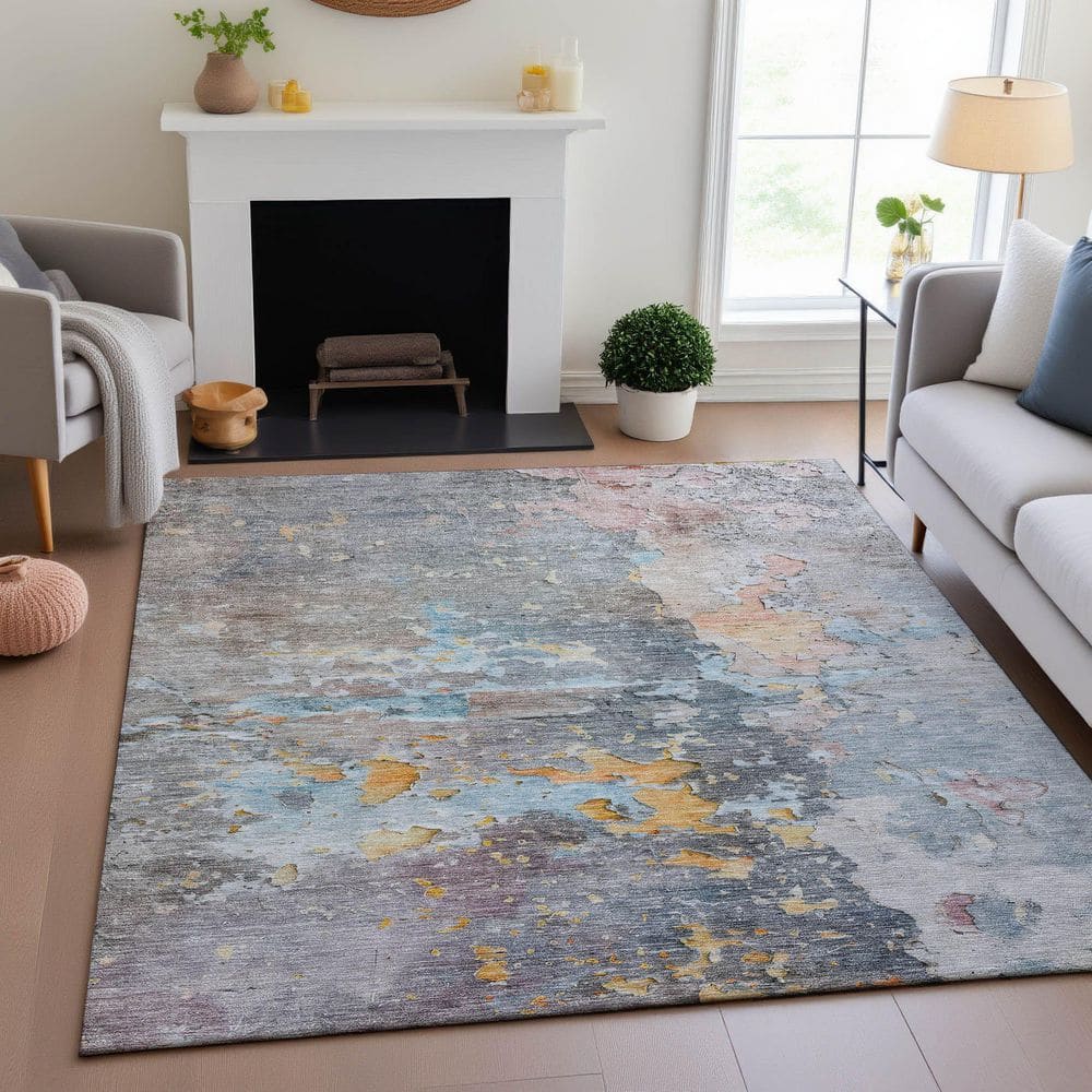 Mayfield Premium Machine Washable Abstract AMF1234 Granite 3 ft. x 4 ft. Area Rug price history on PriceWatchPro