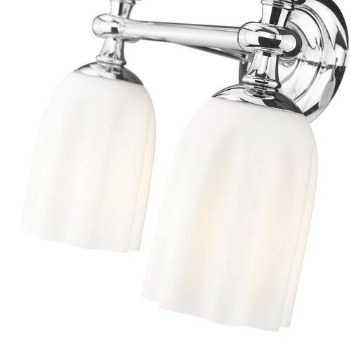 Orion 13.75 in. 2-Light Chrome Vanity-Light with Opal Etched Glass Shade Home
