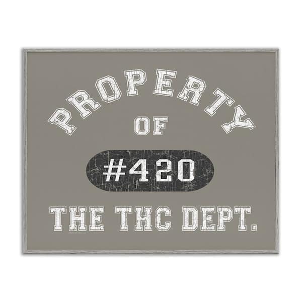 Stupell Industries Vintage Property of THC by Higher Learning/Life Is High Gray Framed Typography Giclee Art Print 24 in. x 30 in.