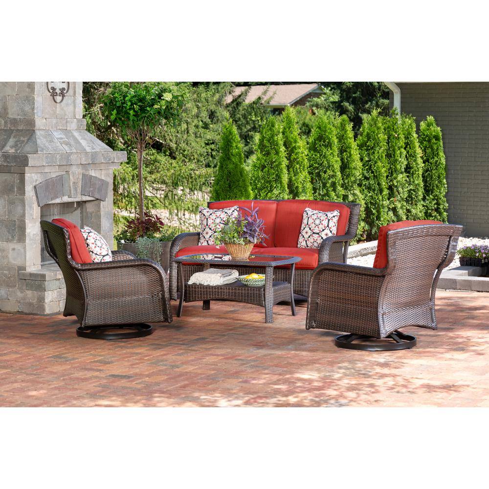 Crimson Red Wicker and Steel 4-Piece Outdoor Conversation Set