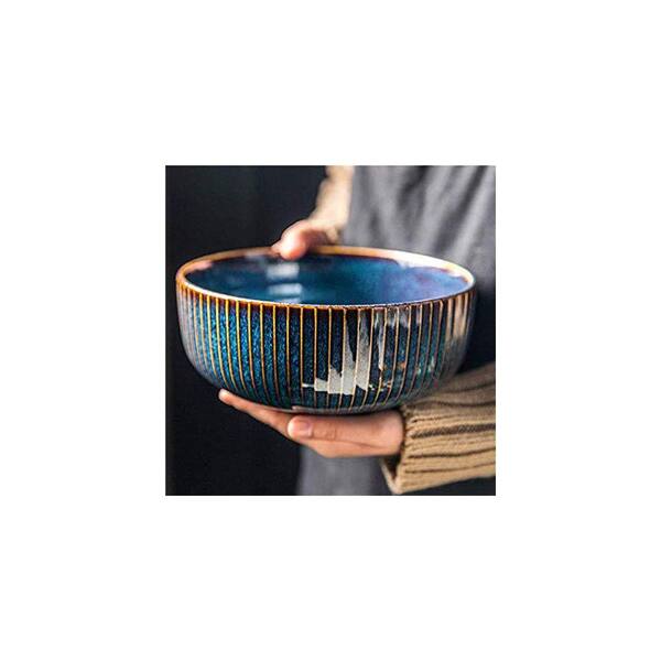 1pc Porcelain Round Serving Bowl Blue Decorative Bowl for Salad