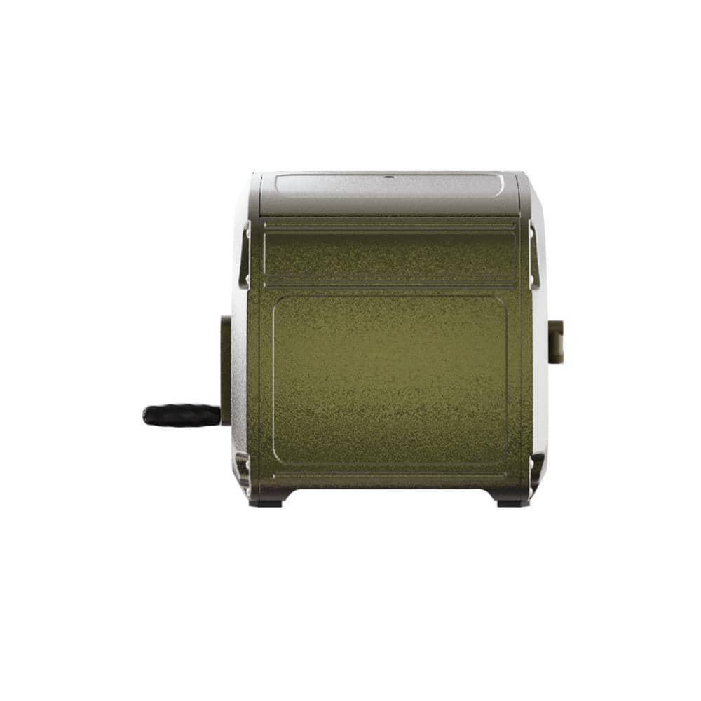 Heavy-Duty Green Metal Garden Hose Reel Box with Crank Handle