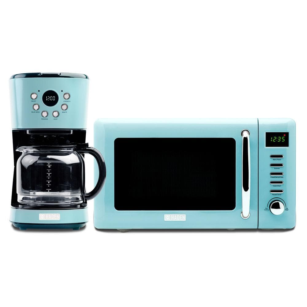 Heritage 12 Cup Programmable Coffee Maker with Countertop Microwave, Blue