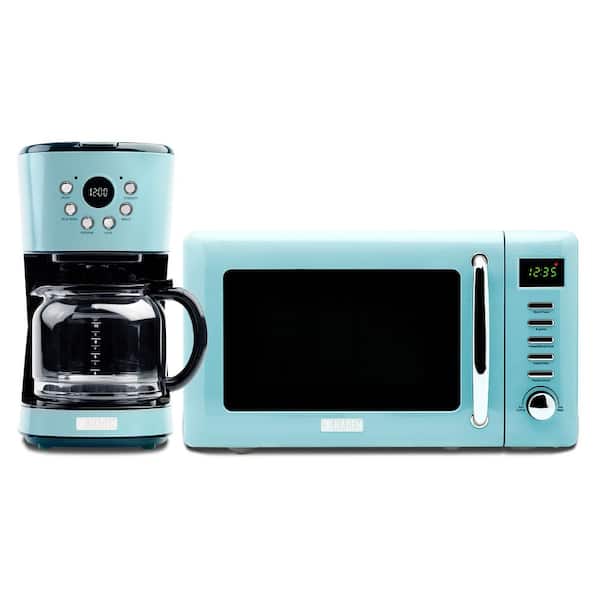 HADEN Heritage 12 Cup Programmable Coffee Maker with Countertop Microwave, Blue