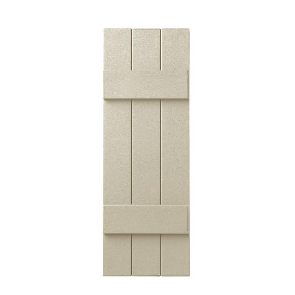 11 in. x 43 in. Polypropylene Plastic 3-Board Closed Board and Batten Shutters Pair in Sand Dollar