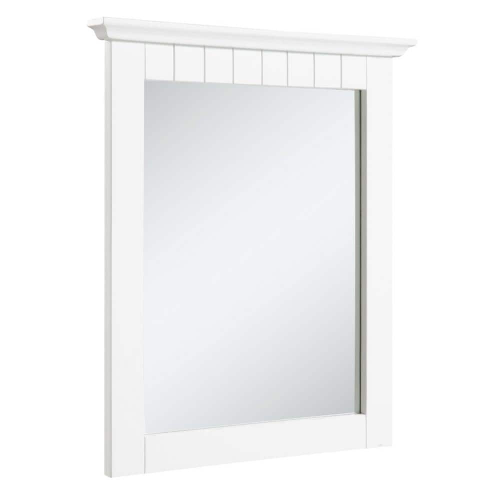Cottage Chic 24" White Pine Wood Framed Vanity Mirror