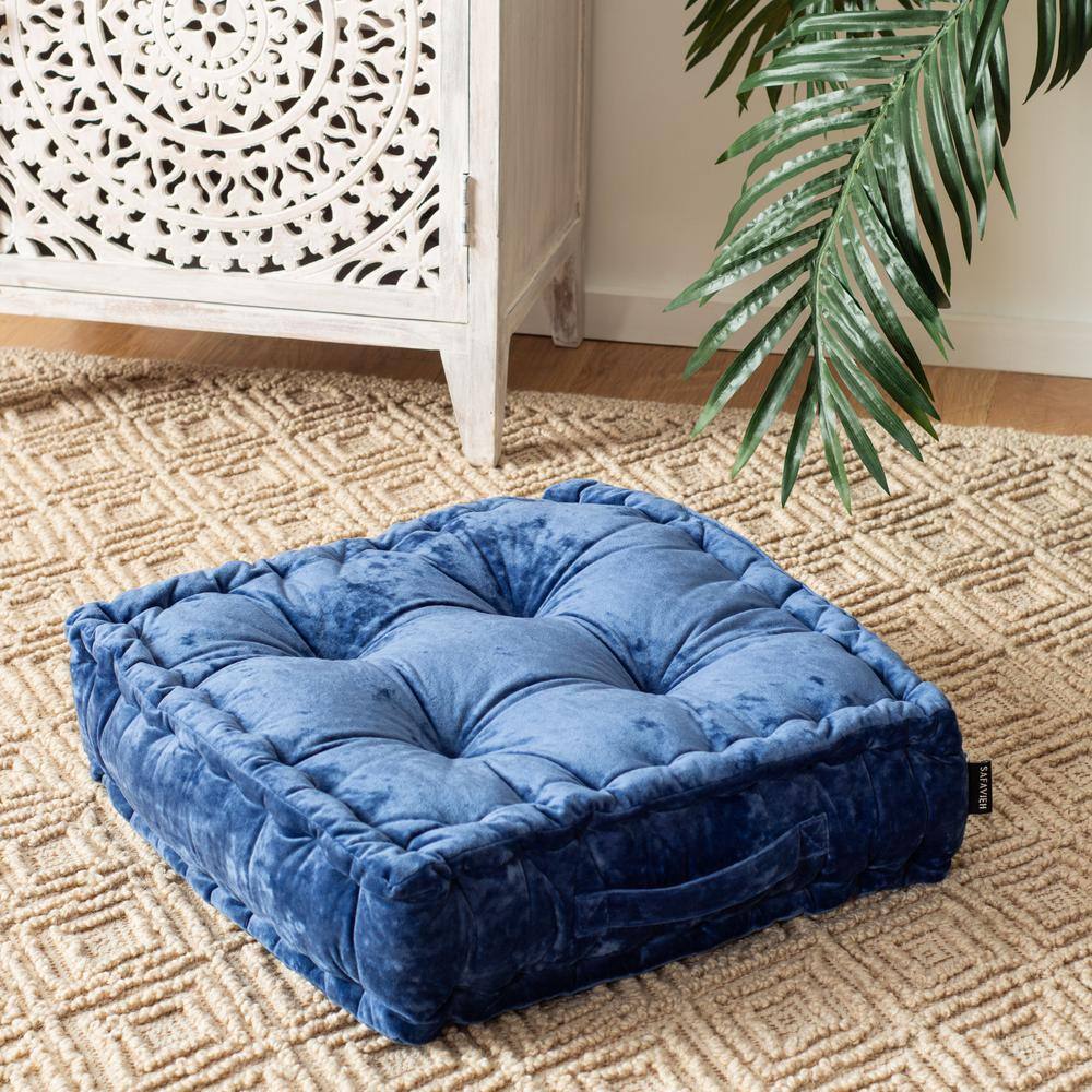 Belia 18" x 18" Blue Tufted Floor Pillow