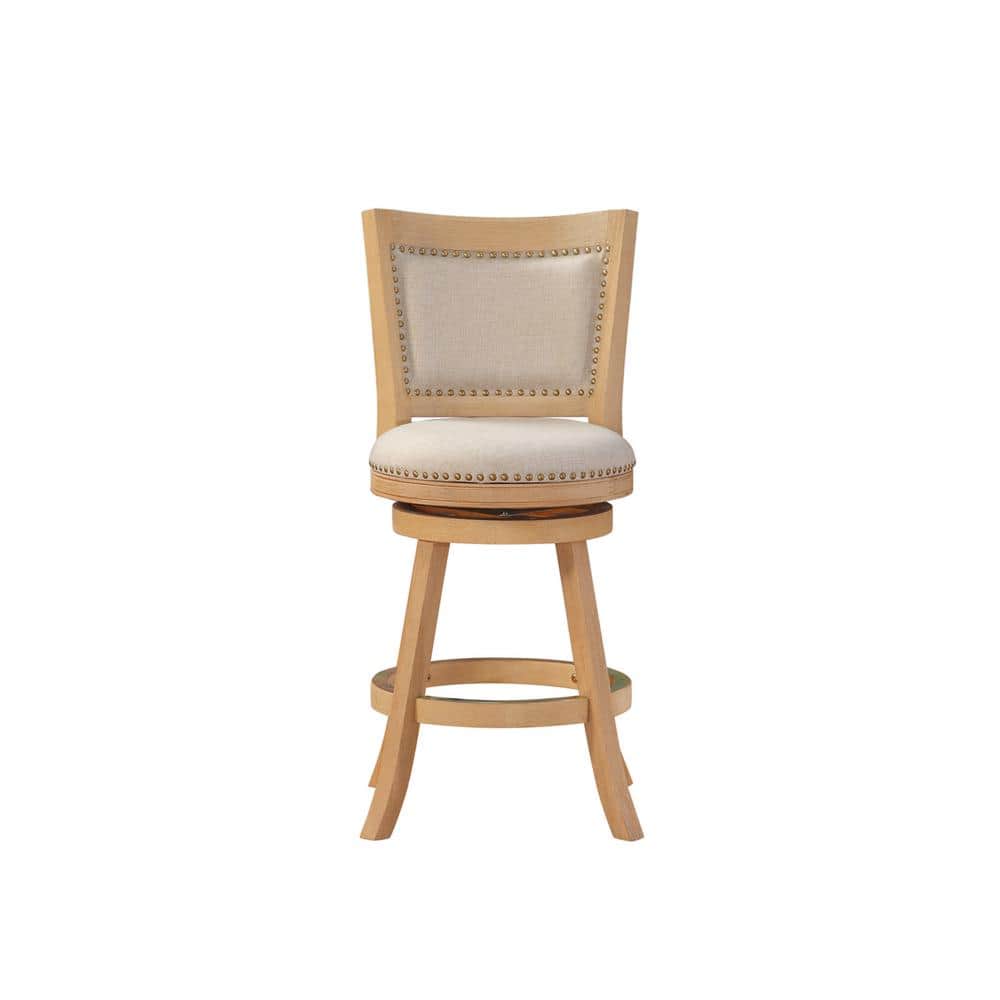 Melrose 24 in. Creme Wire-Brush Wood Frame Counter Height Bar Stool