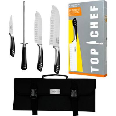 5 Piece Stainless Steel Knife Set with Portable Carry Pouch