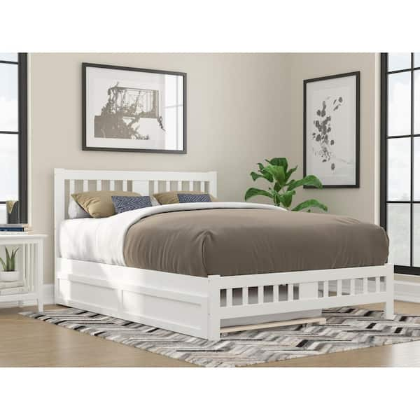 AFI Tahoe Queen Bed with Footboard and Twin Extra Long Trundle in White ...