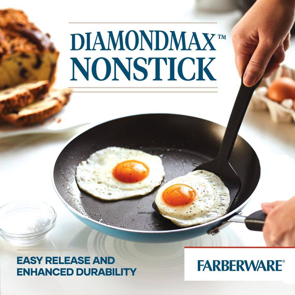 Aqua Aluminum Nonstick 15-Piece Cookware Set with Kitchen Tools