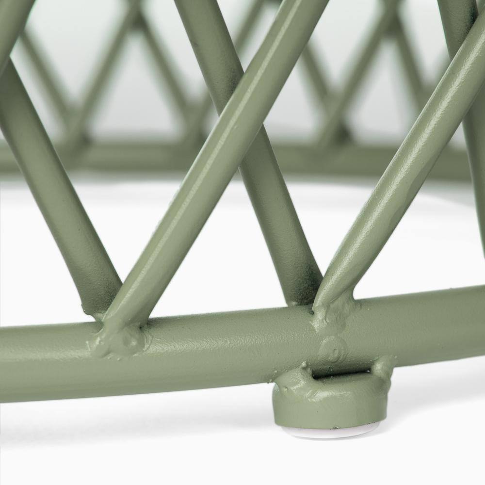 Matte Green 19 Inch Lattice Iron Outdoor Side Table