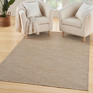 Practical Solutions Natural 6 ft. x 9 ft. Diamond Contemporary Area Rug