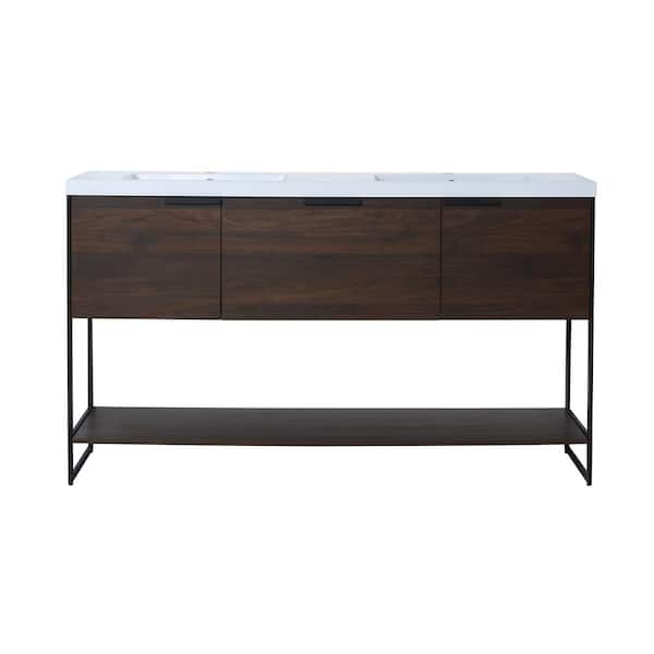 Unbranded 59.1 in. W x 18.3 in. D x 34.30 in. H Bath Vanity Cabinet in White with Top