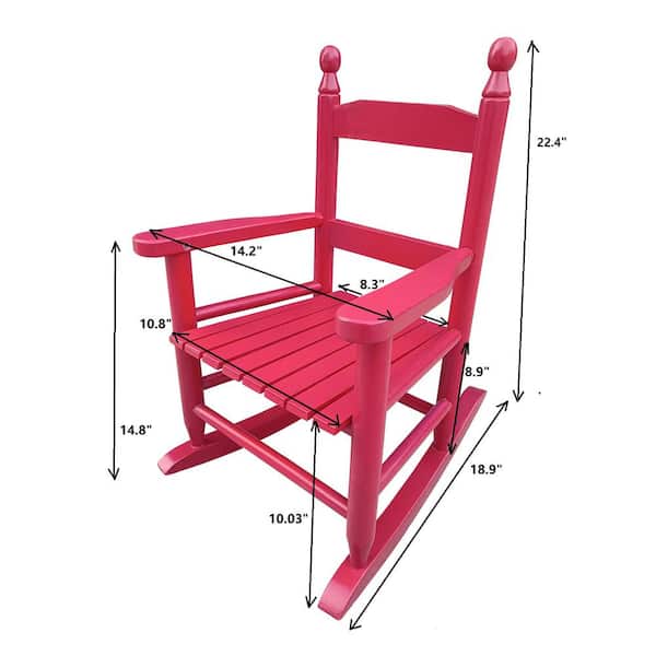 Red Wood Outdoor Rocking Chair for Children Kids Ages 3 to 6
