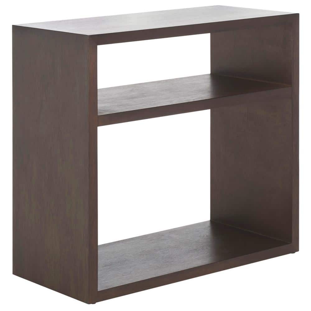 Munson Dark Oak Wood Console Table with Shelves