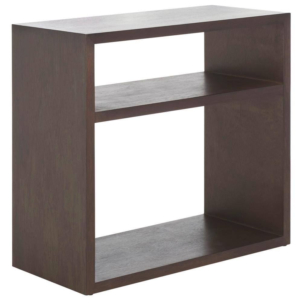 Munson Dark Oak Wood Console Table with Shelves