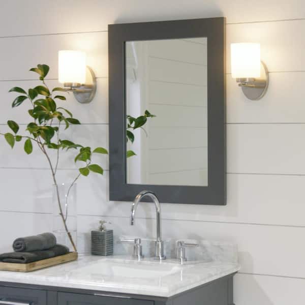 Home Decorators Collection Sonoma 22 in. W x 30 in. H Rectangular Framed Wall Mount Bathroom Vanity Mirror in Dark Charcoal