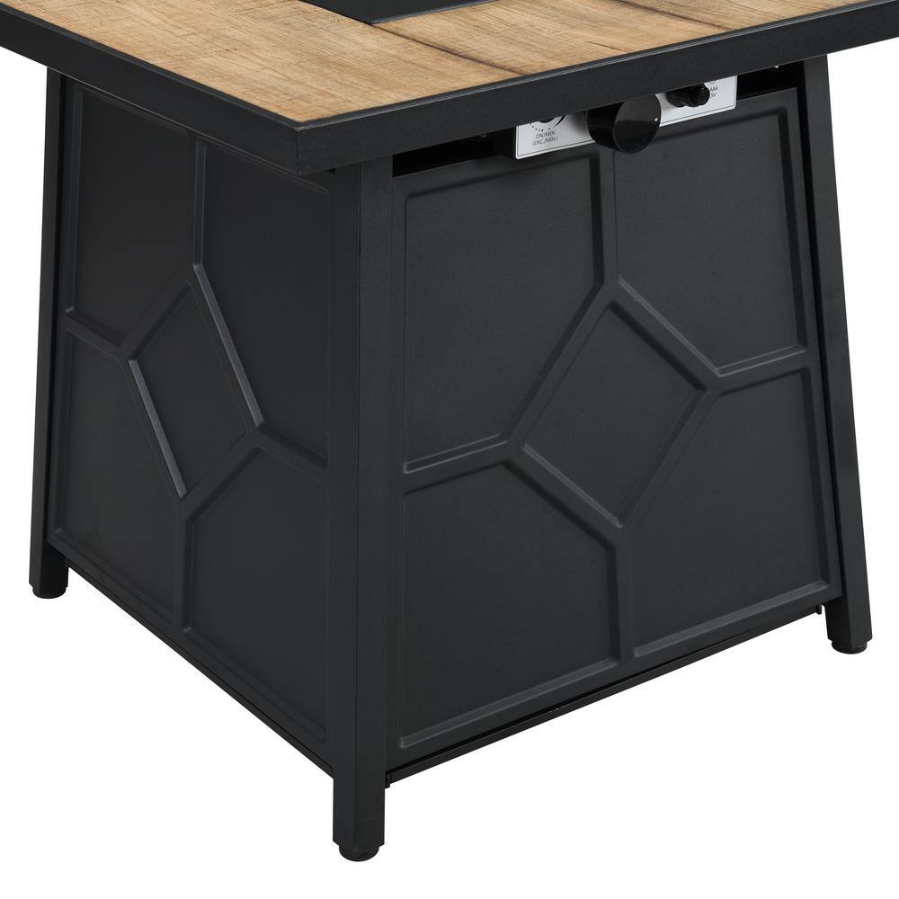 28-Inch Black and Brown Stone Gas Fire Pit Table