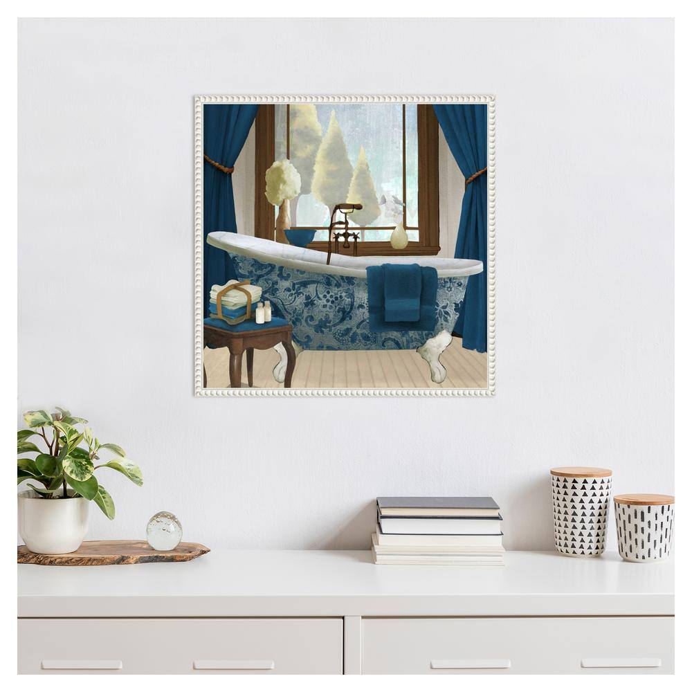 Blue and White French Provincial Bathtub Canvas Art