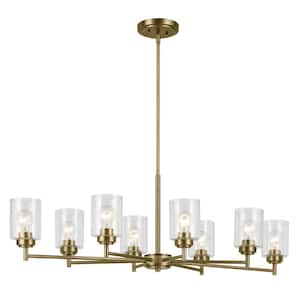 Winslow 8-Light Natural Brass Contemporary Shaded Oval Chandelier for Dining Room