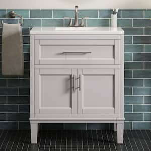 Chesil 30 in. W x 19.2 in. D x 36.1 in. H Single Sink Freestanding Bath Vanity in Atmos Grey with Quartz Top