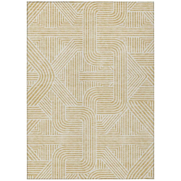 Chantille Machine Washable Indoor/Outdoor Abstract ACN917 Gold 5 ft. x 7 ft. 6 in. Area Rug