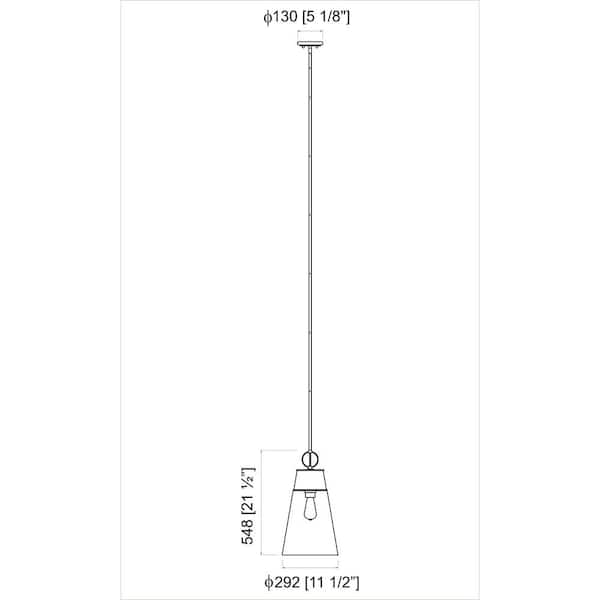 Unbranded Wentworth 1-Light Matte Black Pendant with Clear Glass Shade