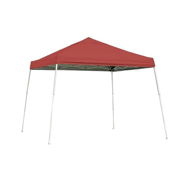 ShelterLogic 10 ft. W x 10 ft. D Sports Series Slant-Leg Pop-Up Canopy in Red w/ 4-Position-Adjustable Steel Frame and Storage Bag