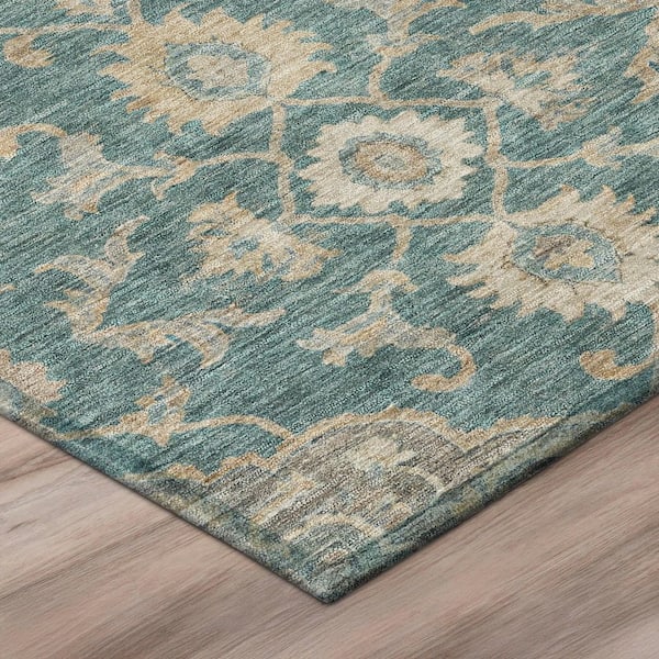 Chantille Machine Washable Indoor/Outdoor Abstract ACN3077 Seafoam 8 ft. x 8 ft. Round Rug