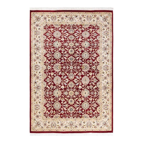Mogul Traditional Red 4 ft. 1 in. x 6 ft. Oriental Area Rug