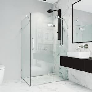 Monteray 34 in. L x 46 in. W x 73 in. H Frameless Pivot Rectangle Shower Enclosure in Chrome with 3/8 in. Clear Glass