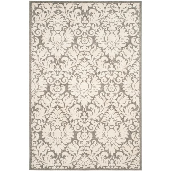 SAFAVIEH Amherst Dark Gray/Beige 6 ft. x 9 ft. Border Floral Geometric Area Rug