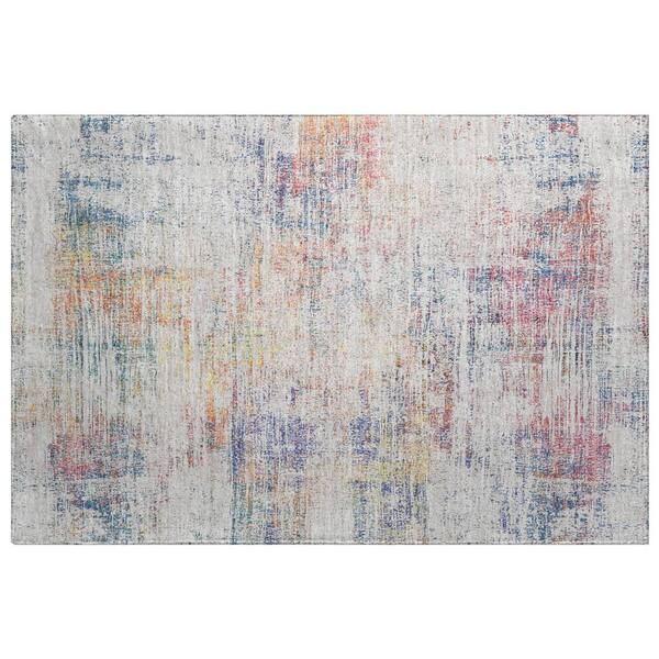 Dream Shag Premium Machine Washable Abstract ADS838 Ivory 3 ft. x 4 ft. Area Rug