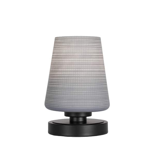 Unbranded Quincy 8.5 in. Matte Black Accent Lamp with Glass Shade