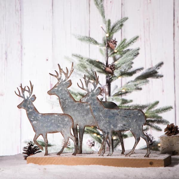 Glitzhome 36 in. H Chunky Wood Reindeer Porch Decor Christmas Yard Decor  (KD) 2010100047 - The Home Depot