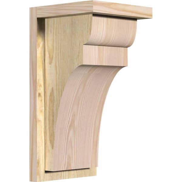 Ekena Millwork 8 in. x 8 in. x 16 in. Douglas Fir Yorktown Rough Sawn Corbel with Backplate