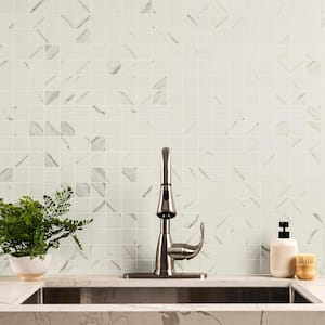Calacatta 12 in. x 12 in. Matte Porcelain Mesh-Mounted Mosaic Floor and Wall Tile (7.76 sq. ft./Case)