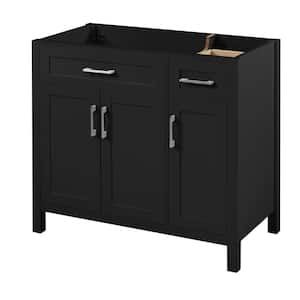 35 in. W x 17.7 in. D x 33.5 in. H Bath Vanity Cabinet without Top in Black with 2-Drawers and 3-Doors