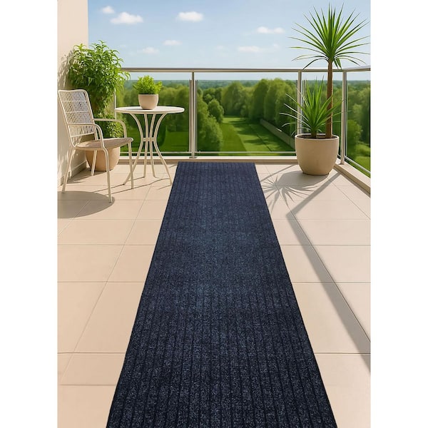 Ottawa Cut to Size Grey Color Ribbed Style 26 inches Width x Your Choice Length Custom Size Slip Resistant Runner Rug