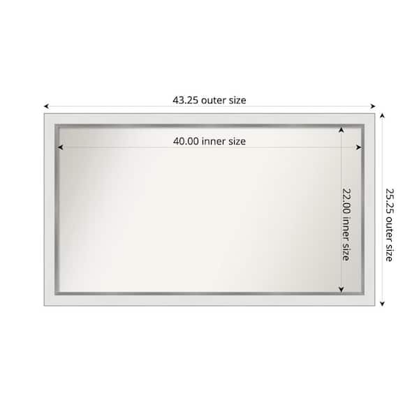 Amanti Art Medium Rectangle Satin White Silver Casual Mirror (25 in. H x 43 in. W)