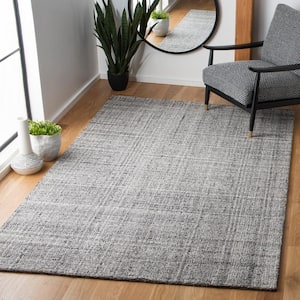 Abstract Gray/Black 5 ft. x 8 ft. Striped Distressed Area Rug
