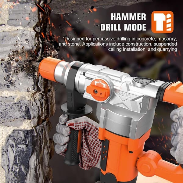 AOBEN Rotary Hammer Drill With Vibration Control And Safety Clutch,13 Amp Heavy Duty 1-1/4 Inch SDS-Plus Demolition Hammer