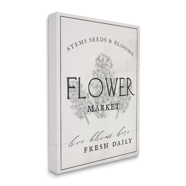 Stupell Industries Flower Market Advertisement Vintage Country Floral By Daphne Polselli Unframed Print Nature Wall Art 36 in. x 48 in.