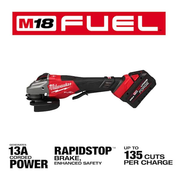 M18 FUEL 18-Volt Lithium-Ion Cordless 4-1/2 in./6 in. Braking Grinder w/ Two XC 8.0 Ah Battery & 4-1/2 in./5 in. Grinder