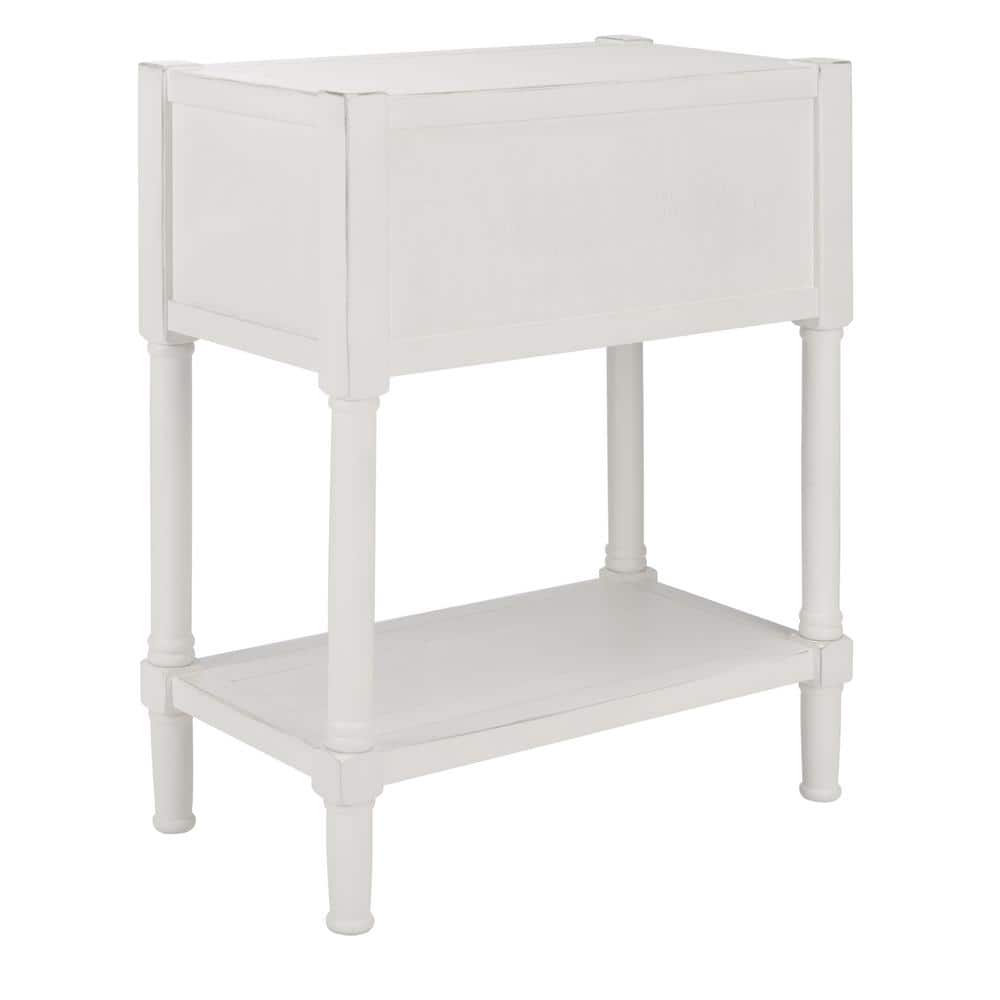 Filbert Distressed White 28'' Wood & Metal Console Table with Storage