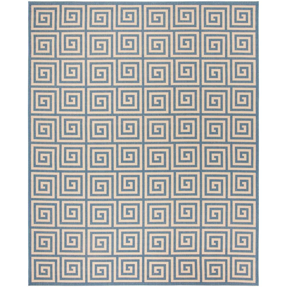 SAFAVIEH Beach House Cream/Blue 8 ft. x 10 ft. Geometric Indoor/Outdoor ...